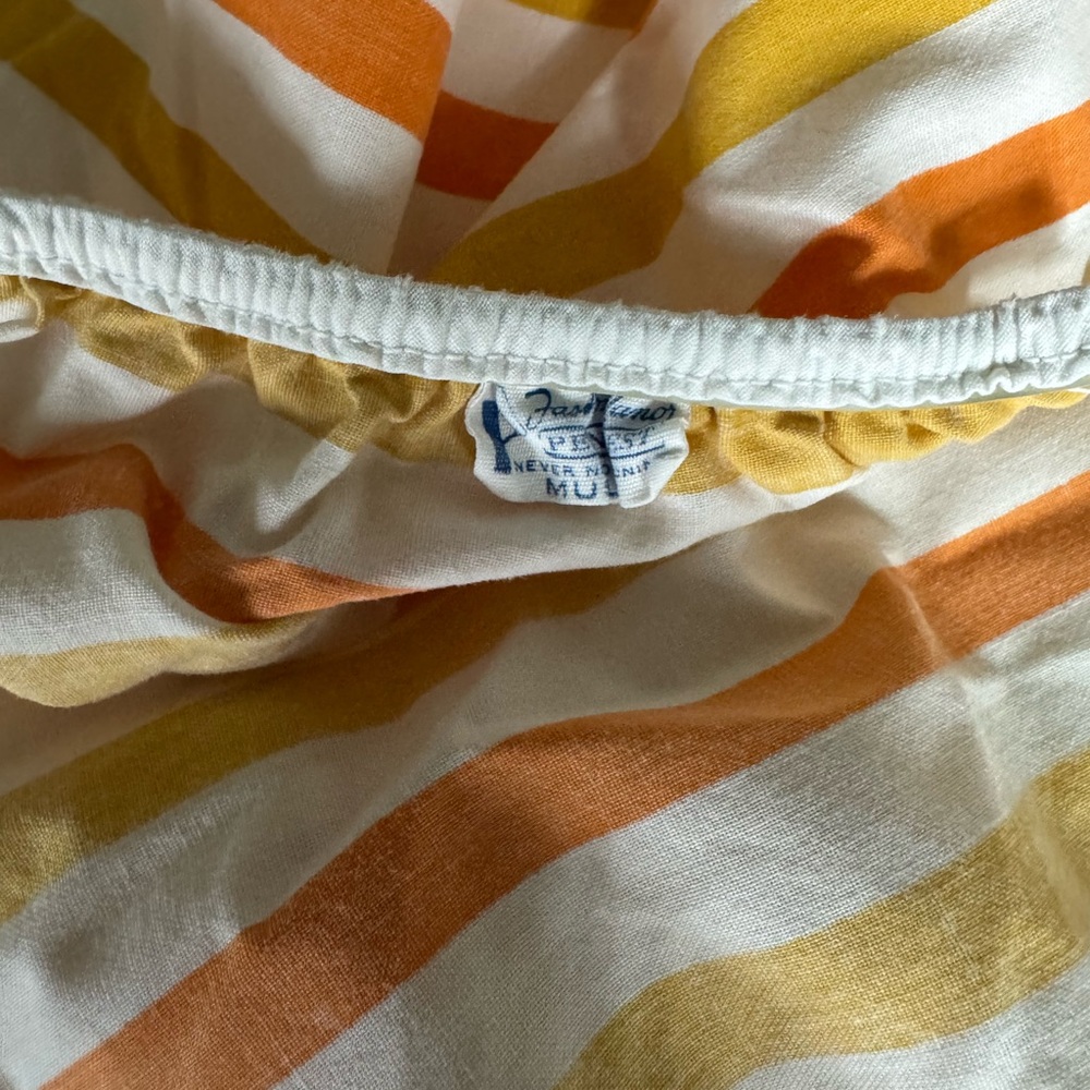 Vtg JC Penney Flat Fitted Pillowcase Duvet Twin Yellow Goldenrod Stripes 70s - Picture 8 of 16